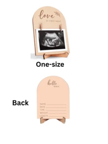 可爱的木制超声波相框 - 一套精美的双面标志，宣布您怀孕或婴儿出生 - 育儿室装饰超声波照片框架和怀孕礼物，适合首次当妈妈的婴儿洗礼家庭装饰礼物婴儿洗礼复活节礼物，适合女孩/男孩