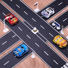 Reusable Cartoon Road Track Stickers, Cars And Tape - Black Polyurethane Tape/For Party Racing Decoration, DIY Road Traffic/Car Self-Adhesive Stickers/ Car-Themed Decoration (5m X 5cm Per Piece)