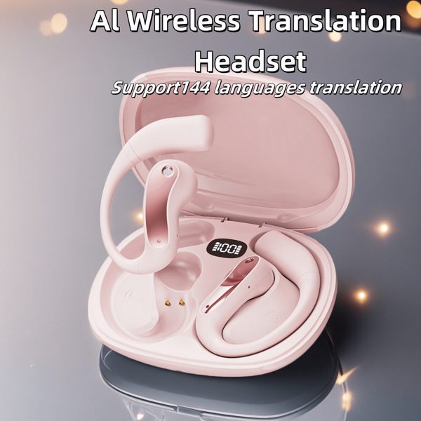 WoSD Fones de Ouvido de Tradução em Tempo Real de IA 2025, Exibição de Energia LED, Fones de Ouvido de Tradução em Mais de 100 Idiomas, Comunicação Sem Barreiras, Porta de Carregamento Tipo-C, Compatível com Todos os Smartphones, Adequado para Reuniões, Esportes, Negócios, Jogos, Aprendizado, Viagens, etc.