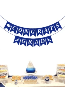Graduation Banner, Congrats Grad Banner, Blue And White Graduation Decorations 2025, Graduation Party Decorations 2025, Graduation Decorations Class Of 2025 - Multicolor - View 2