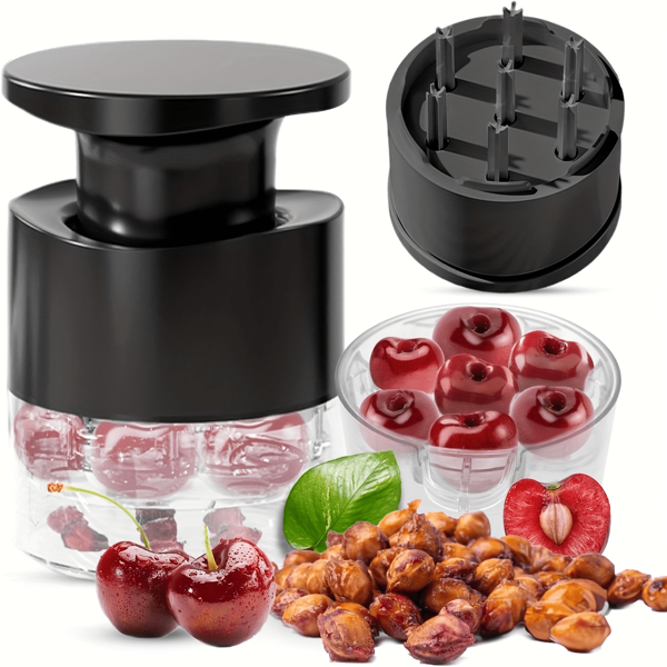 7-Hole Cherry & Date Pitter, Transparent Plastic Kitchen Tool, Press-Type Pitter Corer, Effectively Removes Pits, Suitable For Cherries, Dates & More, Compact Design, Durable Kitchen Tool