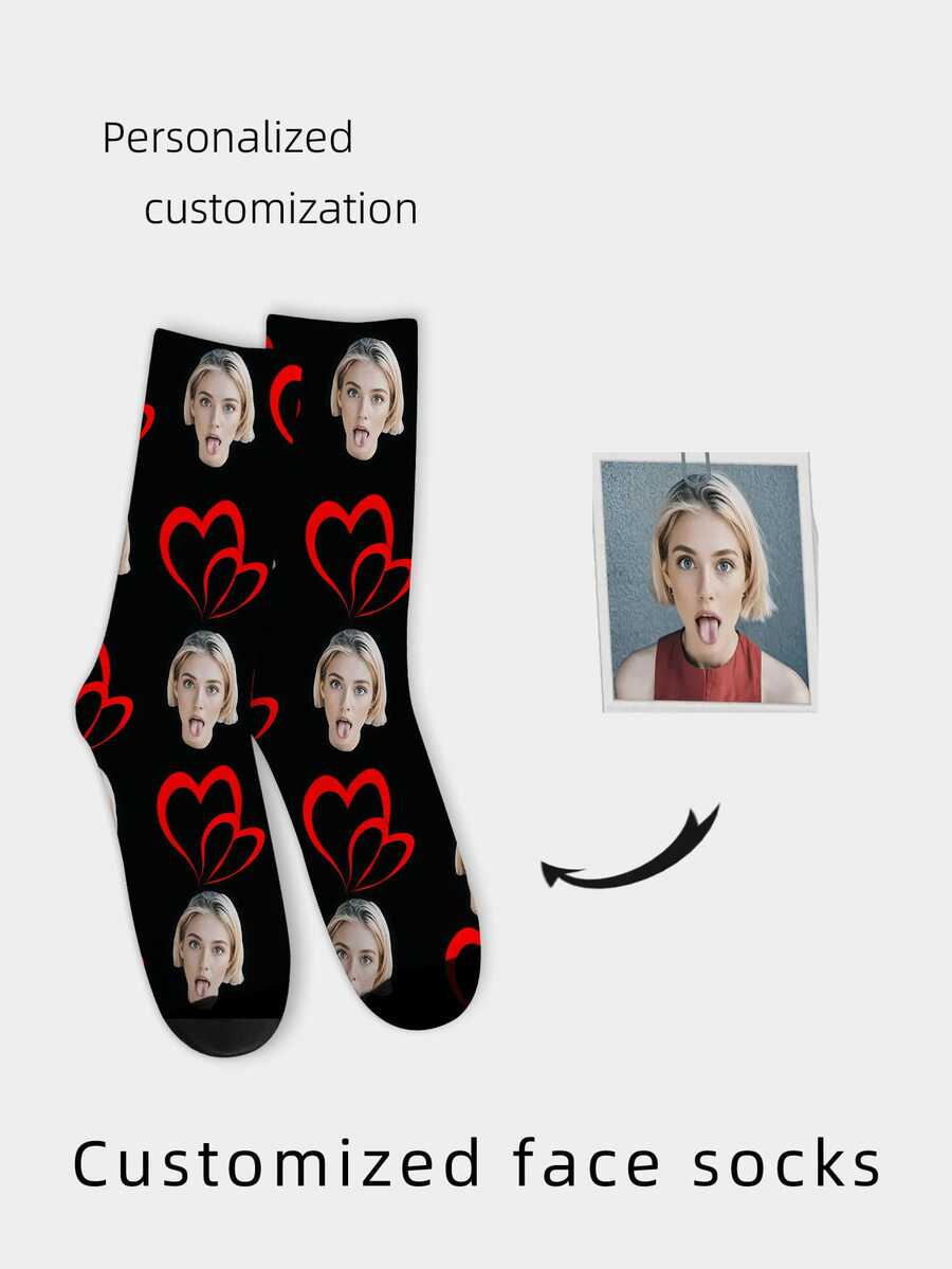 1 双定制脸部袜子、定制照片袜子、定制印花袜子、个性化搞笑脸部袜子、定制图片袜子、将任意脸部印在袜子上、周年纪念礼物、情人节礼物、生日礼物、结婚礼物、母亲节礼物、父亲节礼物、最好的朋友礼物、送给妈妈/爸爸的礼物、送给女朋友/男朋友的礼物、送给她/他的礼物