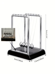1pc Newton's Cradle Table Decor - Classic Elegant White Plastic Design, Battery-Free, Modern Physics Art Home Office Living Room Bedroom Accessory, Conversational Thanksgiving Centerpiece. - Multicolor - View 4