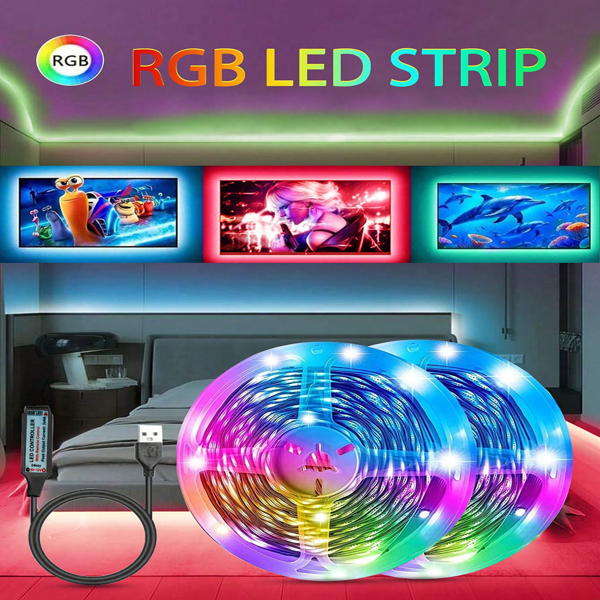 Zmieniające kolor paski świetlne LED, światła LED USB z pilotem, elastyczne paski świetlne LED do dekoracji domu