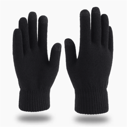 1 Paar touchscreen-kompatible warme Winterhandschuhe - 100% Polyester Strick, geeignet für Büro, Reisen, Radfahren, Feiertage