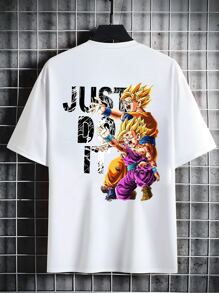 bandai Men's DoubleSided Graphic TShirt Anime Inspired  Design Featuring Goku And Gohan In Fierce Battle Pose.Soft,Comfortable Cotton Blend.Perfect For Fans Of Anime And Fitness.