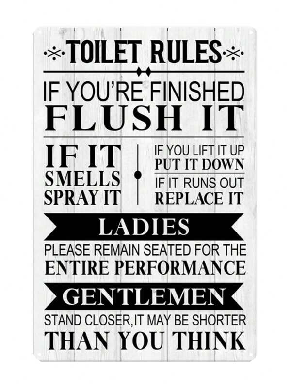 1 pieza, Señal de metal divertida "Reglas del baño" (11,81 "X7,87" / 30x20cm), Cartel vintage novedoso, decoración para el hogar, decoración de habitación, decoración de pared, decoración de baño, decoración de bar, decoración de cafetería, decoración de garaje, decoración rústica