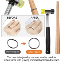 珠宝商橡胶锤木槌配木戒指心轴尺寸调整器戒指整形器修理工具珠宝制作套件，DIY 是手工工艺品的好帮手，非常适合初学者和珠宝商，易于上手