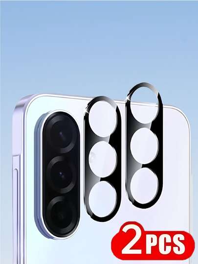 2 protetores de câmera compatíveis com Galaxy A26 A36 A56 5G, película protetora de vidro temperado para lente traseira, fácil de colar, resistente a arranhões e com revestimento amigável, aplicável para proteção diária, escritório, casa, protetor de lente, capa de câmera de telefone, à prova d'água, à prova de choque, antiqueda, anti-impressão digital, cobertura completa