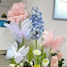 1/2/4 件装 50 厘米 3D 彩色渐变蝴蝶浪漫婚礼装饰,丝线人造蝴蝶装饰,适用于婚礼、派对、户外节日,巨型雪纺假蝴蝶,情人节、母亲节、生日、毕业礼物、订婚摄影背景,蝴蝶引导。马卡龙气球。圣诞节和冬季装饰。新年、圣诞树蝴蝶装饰。蝴蝶采用多层闪光欧根纱叠加设计,边缘呈波浪状花瓣形状。 - 彩色 - 查看 9