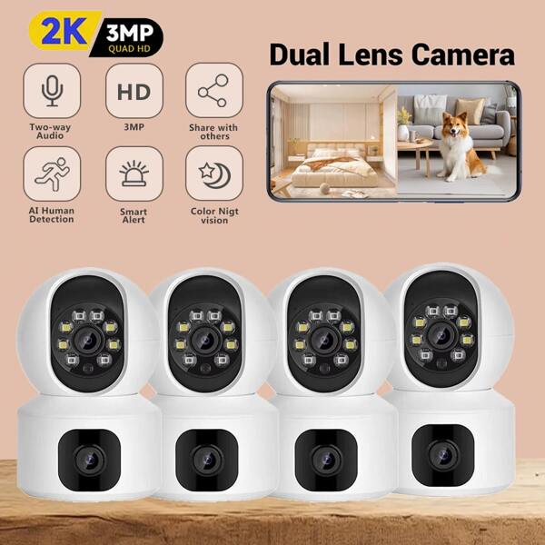 3MP Intelligente Sicherheitskamera - 360 Grad Drehung, 2.4G WLAN, Farbvoll-Nachtsicht, Zwei-Wege-Audio, Bewegungserkennung mit Körperverfolgung, für drahtlose Heimsicherheit