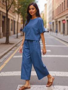 Conjunto Mujer Elegante y Casual,Conjuntos Holgados de Lino para Dama, Ideal para Estilo Relajado y Ocasiones Diarias