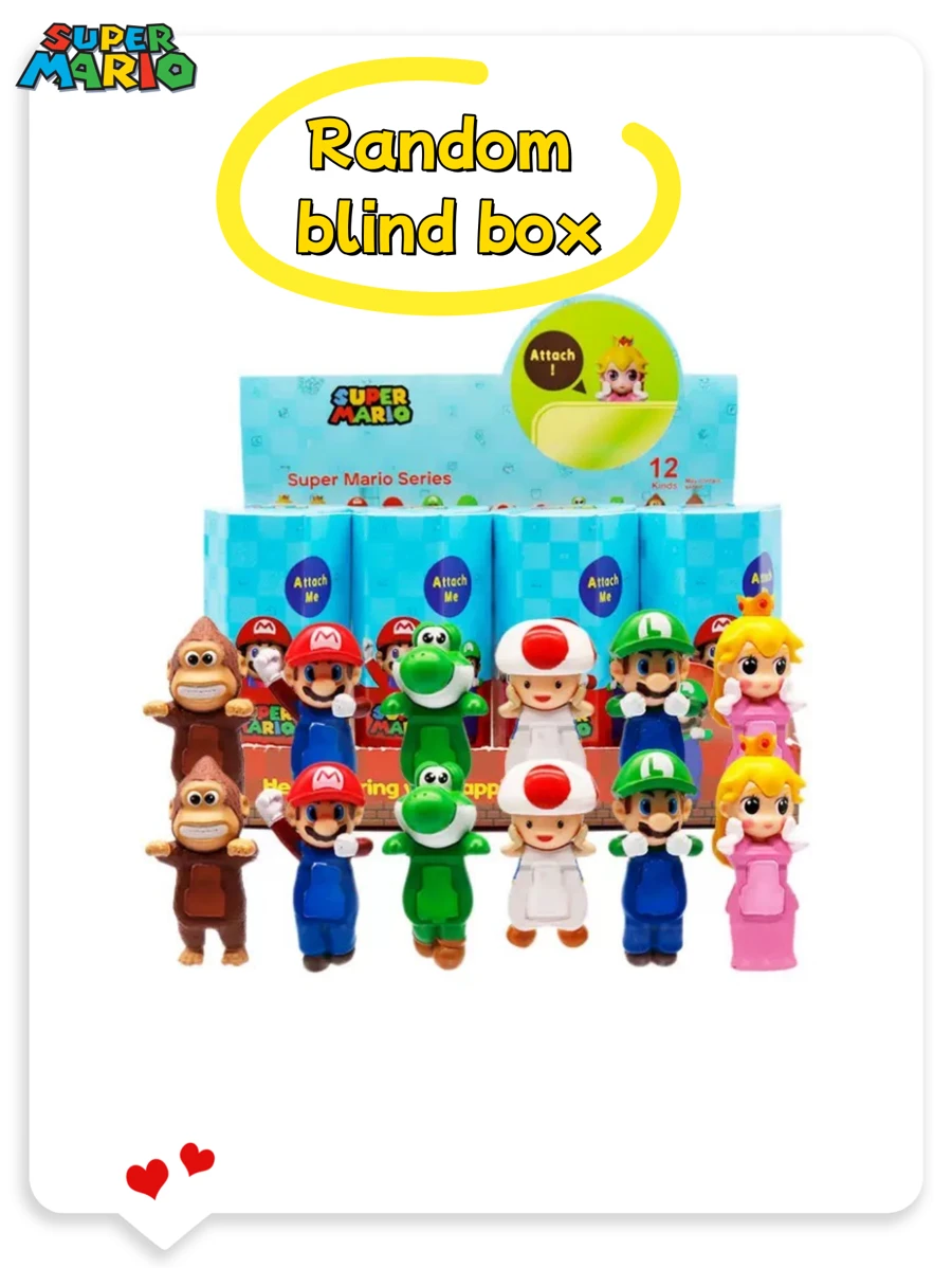 Super Mario 1/3/6 Pezzi Statuine Decorative 3D di Mario Poppa, Blind Box Poggiapolsi, Piccole Statue Decorative, Telefono Cellulare Casuale, Decorazione per Auto, 6 Colori Casuali 1 Regalo Sorpresa, Perfetti Regali per Giovani per Compleanni, Natale, San Valentino e Inizio Scuola