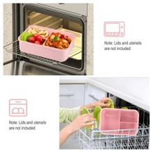 1 cutie Bento, cutie de prânz portabilă de 1400 ml cu tacâmuri și capac, potrivită pentru cuptorul cu microunde, cu 3 compartimente, recipient reutilizabil pentru depozitarea alimentelor, pentru pregătirea meselor pentru luat masa în oraș, la serviciu, picnic, școală, rechizite de bucătărie, 26 * 13 * 6 cm, decor pentru casă, depozitare pentru petreceri și Crăciun