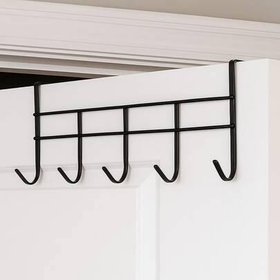 Suporte Cabide de Porta Com 6 Ganchos Organizador Multiuso Para Quarto Banheiro Cozinha