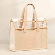 Grande borsa portadocumenti portatile e trasparente impermeabile - Cartellina espandibile con organizer interno, tasche adesive in PVC per forniture da ufficio, portadocumenti per studenti
