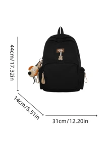 1pc Fashion Versatile Solid Color Nylon Waterproof Backpack, Large Capacity For Outdoor, Commute, School, Without Pendant