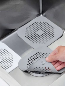 Tapete de filtro cuadrado, colador de fregadero, ventosa anti-obstrucción, adecuado para drenajes de fregaderos de baño y cocina