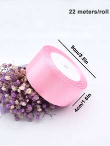 1 Roll 2/4cm X 8.66 Inch Pink Satin Ribbon, Baking, Cake And Wedding Decoration Gift Wrapping Ribbon, Cake Tying Bow - Baby Pink - View 14