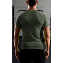 Playera Manga Corta Compresión Secado Rápido - Gris Oscuro - Ver 2