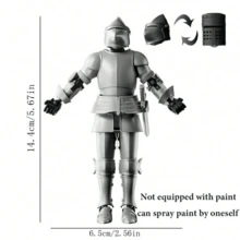中世纪步兵十字军重甲骑士铰接式人偶模型，未组装未上色士兵盔甲人偶 DIY - 彩色 - 查看 13