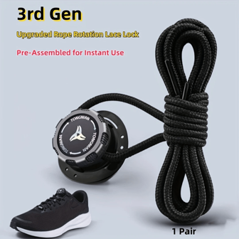 (6pcs/1pair) No Tie Shoelaces - Rotating Lock For Sports & Outdoor Shoes - Quick Adjust Design Suitable For Men & Women - Pre-Installed