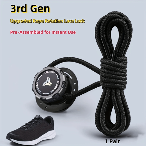 (6pcs/1pair) No Tie Shoelaces - Rotating Lock For Sports & Outdoor Shoes - Quick Adjust Design Suitable For Men & Women - Pre-Installed