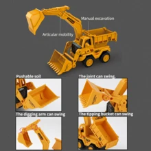 Mainan Truk Ekskavator Geser Inersia Warna Kuning dengan Bak Pengangkut Miring, Model Kendaraan Teknik Terbuat dari Bahan ABS, Tanpa Baterai, Cocok untuk Anak Laki-laki dan Perempuan, Hadiah Ulang Tahun yang Luar Biasa - MultiWarna - View 9