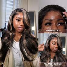 WOWANGEL 250% Density Melt Skins 13x6 Real HD Lace Front Wig Highlight 27 Body Wave Wigs With Baby Hair 100% Peruvian Human Hair Wig Full Large Lace Space Ombre Colored Glueless Ture HD Lace Frontal Closure Wig Pre Plucked For Women Daily Use