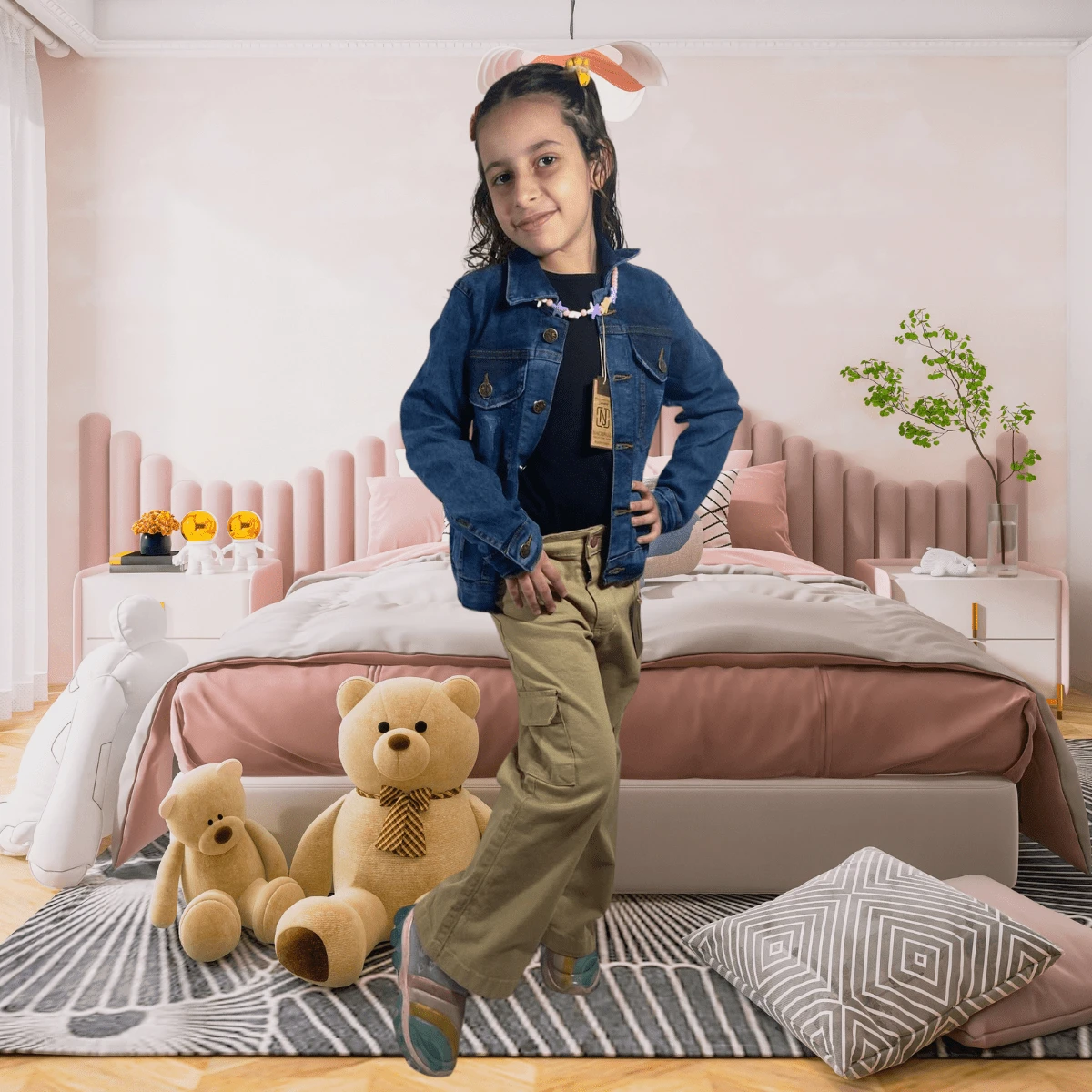 Jaqueta jeans infantil unisex - Azul - Visão 2