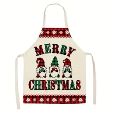 5 pièces/set Tabliers de Noël, nouveaux tabliers en lin imprimés de manière créative pour la décoration des fêtes, les fêtes, la cuisine à la maison, le Père Noël et les tabliers décoratifs, tabliers de cuisine unisexes - Multicolore - Voir 2