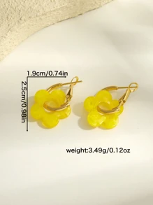 1 Pair Fashionable Cute Acrylic Flower Drop Earrings, Suitable For Women, Great For Dating, Parties, Gifts, With Clover Elements