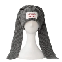 1PC Winter Knitted Hats For Women Cute Rabbit Ear Soft Warm Thick Acrylic Luxury Coupleboy Label Beanies Skullies Personalized Casual Party Couples Hats - Multicolor - View 26