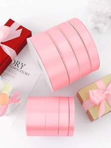 1 Roll 2/4cm X 8.66 Inch Pink Satin Ribbon, Baking, Cake And Wedding Decoration Gift Wrapping Ribbon, Cake Tying Bow - Baby Pink - View 9