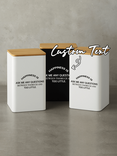 1pc Customizable Decorative Kitchen/Bathroom Storage Canister, Customizable Decorative Storage, Coffee Canister, Bamboo Lid Metal Box, Minimalist & Fashionable Home Decor, Ideal For Travel, Picnic, Camping, Kitchen, Christmas Party, Desktop Storage Box For Office/School/Home, Back To School Desktop Decor