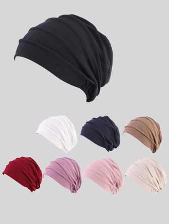 Bonnet élastique décontracté de couleur unie pour femme, foulard, bonnet chimio, idéal pour la maison, le quotidien et les déplacements à la mode.