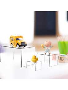3 Pcs Acrylic Risers For Display, Acrylic Display Riser, Clear Display Stands For Shelf Dessert Cupcake Candy Food Tabletop Collectibles Product Bar Action Figure Jewelry Showcase - Clear - View 3