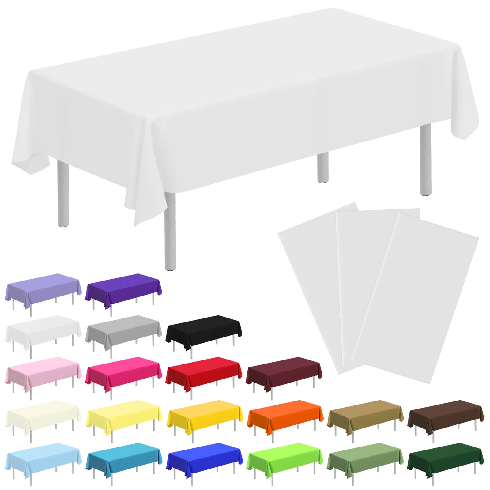 3pcs/12pcs/20pcs Plain Square Disposable Plastic Tablecloth, Waterproof & Stain-Resistant, Easy To Clean, Household Supplies - Multicolor - View 1