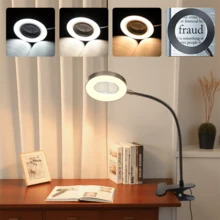 1 件 USB 供电夹式放大镜台灯，5 倍放大，3 种可调调光模式，USB 供电纹身指甲灯，带 360° 柔性鹅颈管，适合阅读、手工艺品、精细工作、阅读，献给手工艺爱好者