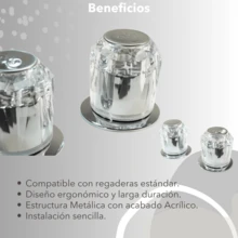 Juego de Llaves Para Regadera transparentes cristal acrílico repuesto doble comando para baño diseño moderno durable fácil instalar controlar agua