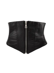 Women's Minimalist Zip-Up Waist Cincher Belt, Decorative & Slimming