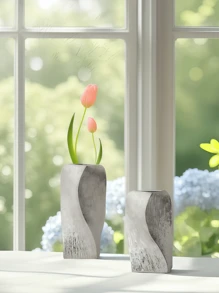 1 Peça Vaso Cerâmico Prateado Torneado, Adequado para Quarto, Varanda, Banheiro, Quarto, Escrivaninha e Outros Enfeites de Decoração Doméstica