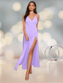 Women Long Dresses - Lilac Purple - View 2