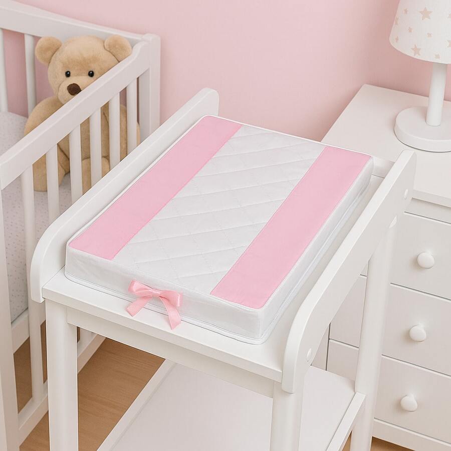 Anatomical Changing Mat Cover Printed With Plastic – Waterproof S Or L - 淺粉色 - 查看 1