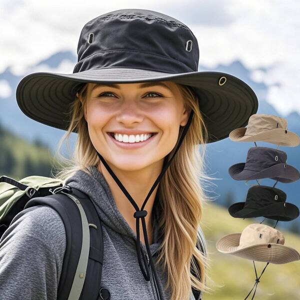 1 Stück Sommerhut mit Atmungsaktivität Kühleffekt, Leicht, breitkrempig, verstellbar für Outdoor, Unisex für Radfahren, Camping, Wandern & Angeln, Passend für große Kopfgrößen