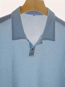 Men's Plain Color Golf Shirt, Casual Short Sleeve Stretch Polo Collar Shirt, Suitable For Leisure & Outdoor,Sports&Outdoor-Tennis&Golf