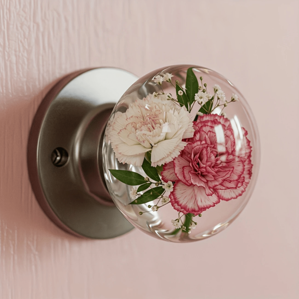 1 pieza Pomo de puerta decorativo de estilo vintage - Pomo redondo de resina con flores y animales de cristal, base de metal pulido, diseño de tema natural artístico, apto para armario, dormitorio, herrajes de gabinete, decoración de dormitorio en tonos tierra