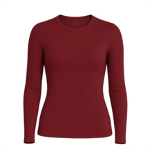Women's Long Sleeve T-Shirt With Crew Neck In Suplex Fabric | 16 Color Variations Sizes P To Plus Size G2 Basic Plain - Color caoba - Ver 4