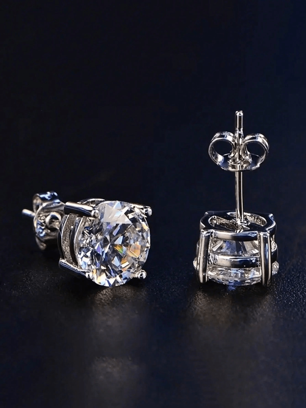 1 paire de boucles d'oreilles à tige dorée à la mode, style européen et américain, avec pierres précieuses carrées. Délicates et classiques, convenant pour les soirées d'hommes. Boucles d'oreilles rondes de luxe, brillantes avec zirconium cubique, de 4/5/6/7/8/9/10 mm
