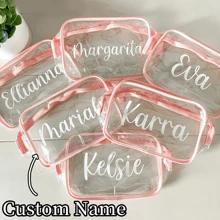 1pc Personalized Transparent Stationery Bag, Makeup Pouch, Travel Makeup Organizer, Great Gift For Bridesmaids, Summer Vacation, Holds Cosmetics, Snacks, Nail Care, Medication, Sunscreen, Hair Products,Multifunction Back To School,Multi-Functional,Ornamental,Letter,Stylish,Modern,Colorful,Cute,Adorable,Casual,Custom,Personalised,Unique,Customized,Ideal Gifts For Him,Ideal Gifts For Her